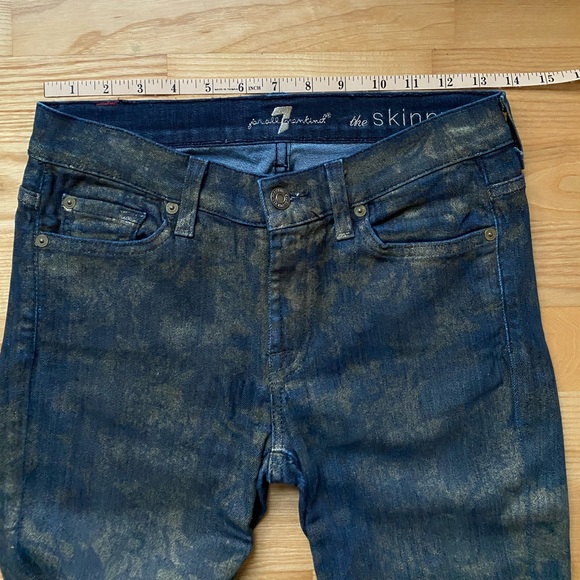 🎉 HP 🎉 7 for all Mankind Gold Foil Printed Skinny Jeans - Picture 12 of 16